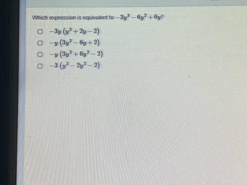 Which expression is equivalent to -3y^3+6y^2+6y?