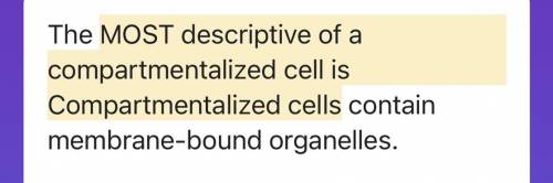 Which of these is MOST descriptive of a compartmentalized cell?