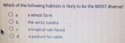 Pls help Which of the following habitats is likely to be the MOST diverse