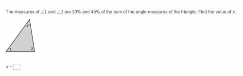 The measures of two angles are 30% and 45% of the sum of the angle measures of the triangle. Find t