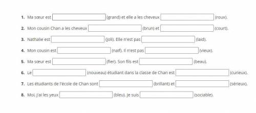 Kim is describing her sister, Nathalie, and her cousin, Chan. Complete the sentences with the corre