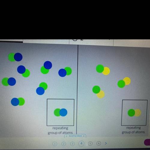 4. The diagram above shows the repeating groups of atoms that make up two samples. Will the

prope