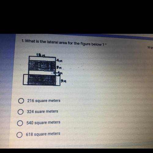1. What is the lateral area for the figure below?