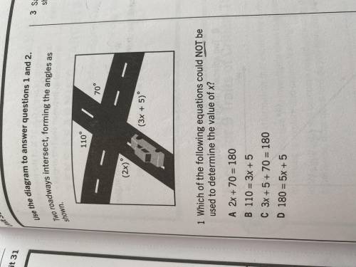 Two roadways intersect, forming the angles as shown.

Which of the following equations could NOT b