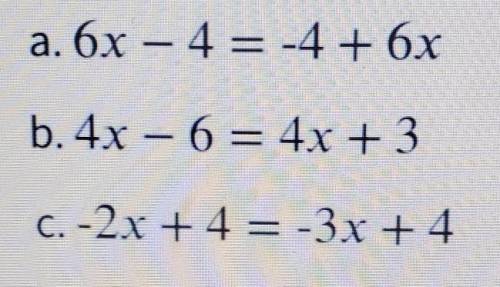 Decide whether each equation is true for all, one, or no values of x.​