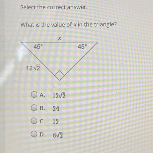 What is the value of x in the triangle?