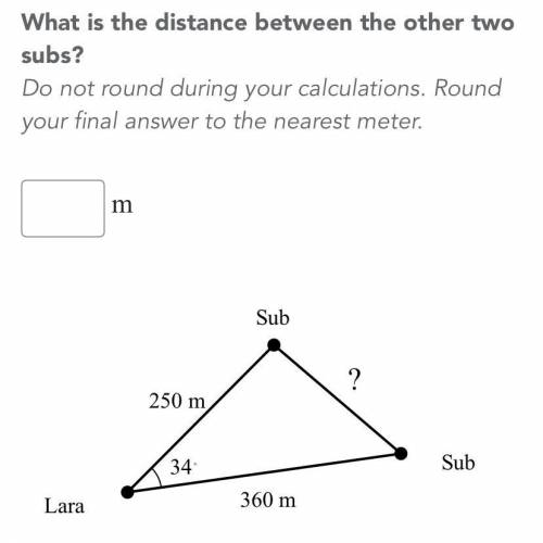 Lara’s radar on her submarine detects two other subs nearby. The first sub is 360 m away, the secon