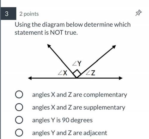 Using the diagram below determine which statement is NOT true.