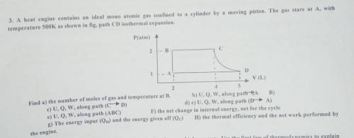 Path AB is isochoric And path CD is isothermal. Find a b c d e f g h​