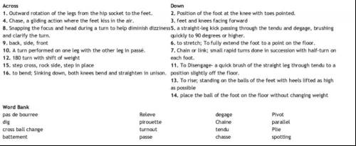 HELP ME WITH THIS CROSSWORD PUZZLE ( Dance)