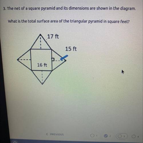 The net of a square pyramid and its dimensions are shown in the diagram.

what is the total surfac