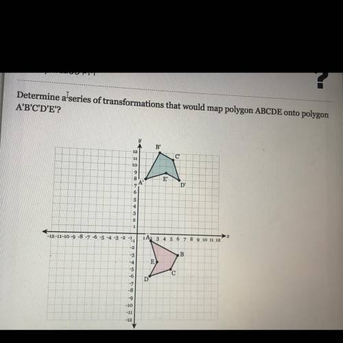 Determine a series of transformations that would map polygon abcde onto polygon a'b’c’d’e’? someone