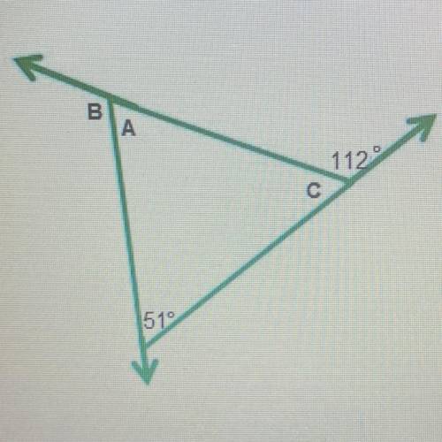 What is the sum of the measures of the exterior angles of this triangle? 
plss help!