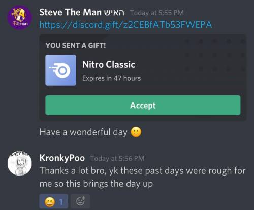 I’m giving away one more discord nitro if any of you wants it, and here’s proof: