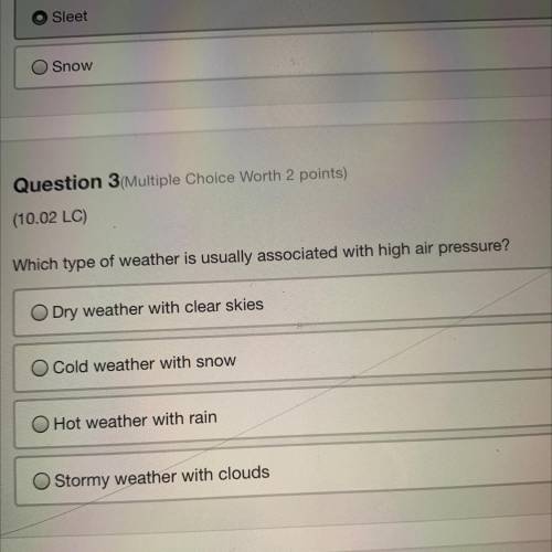 Which type of weather is usually associated with high air pressure?
