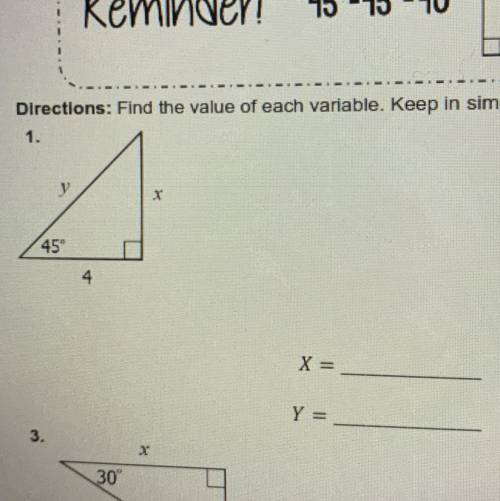 1.find the value of each variable