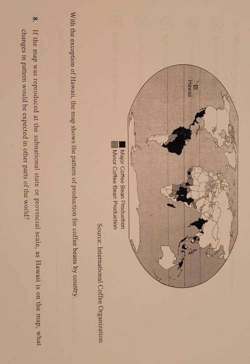 With the exception of Hawaii, the map shows the pattern of production for coffee beans by country.