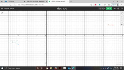 Graph the line that passes through the points (7, -1) and (-3,-1) and determine

the equation of th