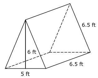 John’s tent is shown below. What is the surface area of the tent without the bottom?