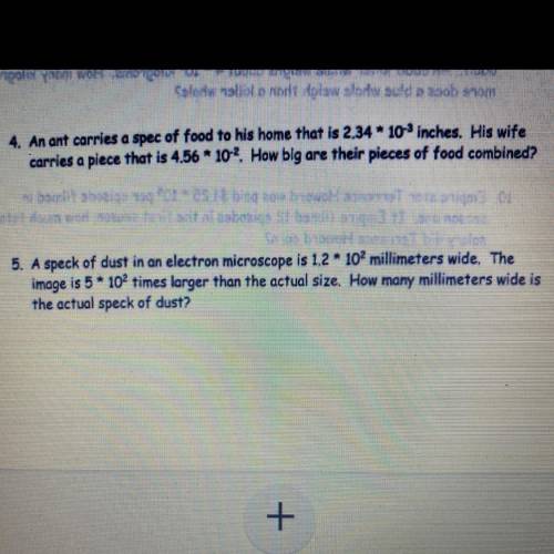 Please look at the picture above, and if you know the answer to any of the 5 scientific notation qu