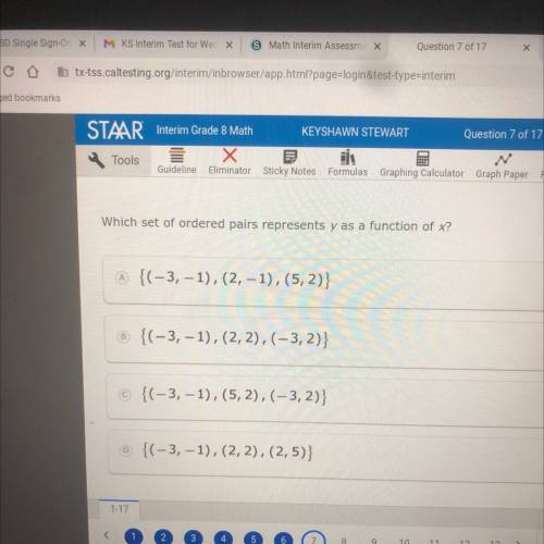 Which set of ordered pairs represents y as a function of x