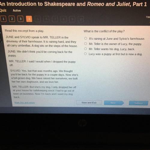 Read this excerpt from a play.

What is the conflict of the play?
JUNE and SYLVIO speak to MR. TEL