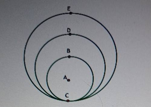 If all of the circles shown in the diagram are internally tangent what is their point of tancegcy​