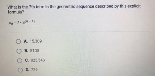 PLEASE HELPPP I’ve asked this question so many times

What is the 7th term in the geometric sequen