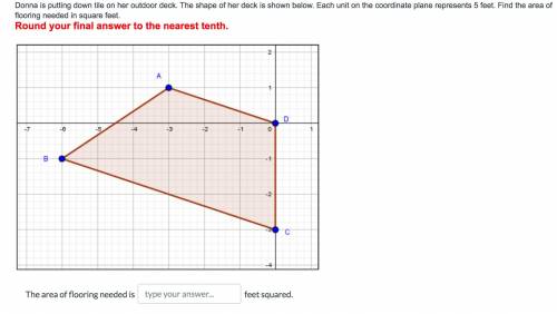 Donna is putting down tile on her outdoor deck. The shape of her deck is shown below. Each unit on