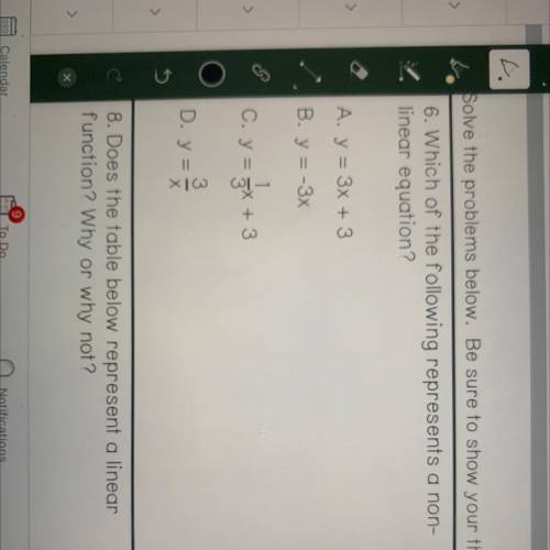 Which of the following represents a nonlinear equation￼