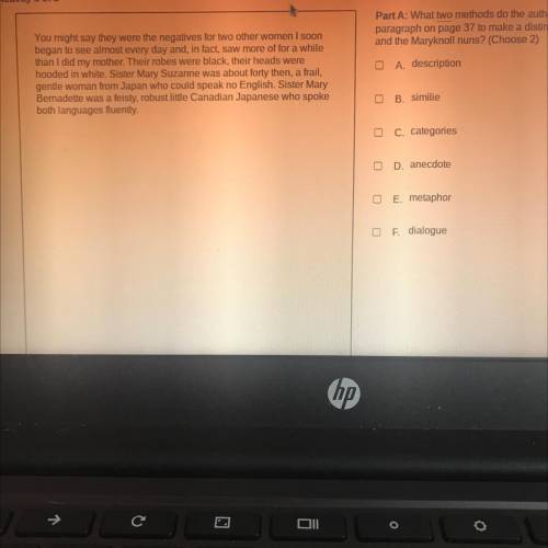 Part A: What two methods do the authors use in the second full paragraph on page 37 to make a disti