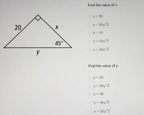 WILL GIVE BRAINLIEST find the value of x. find the value of y.​