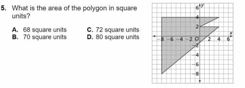 Please help 20 points!!!, What is the area of the polygon in square units?

A. 68 square units
B.