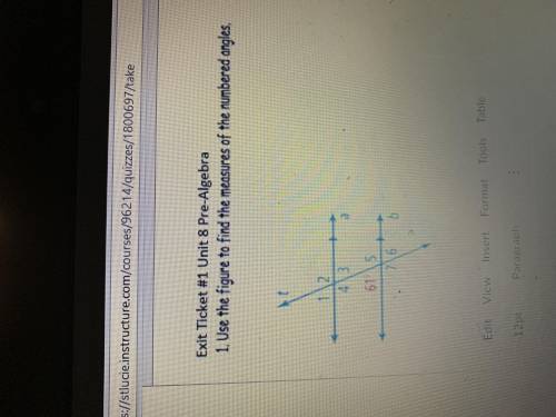 Use the figure to find the measures of the numbered angles