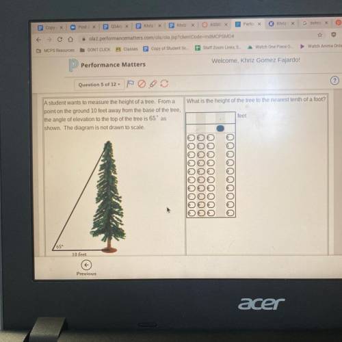 What is the height of the tree to the nearest tenth of a foot?

A student wants to measure the hei