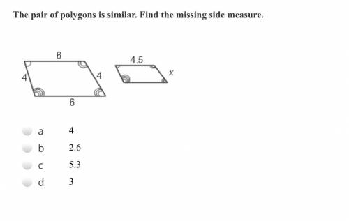 PLEASE HELP The pair of polygons is similar. Find the missing side measure.