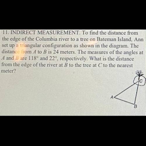 What is the distance from the edge of the river at B to the tree at C to the nearest meter?