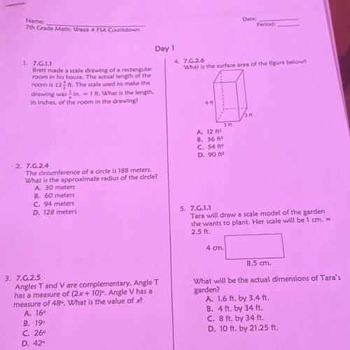 16 POINTS

7th grade math 
picture is attached 
plz help ASAP before midnight at 3/25/2021