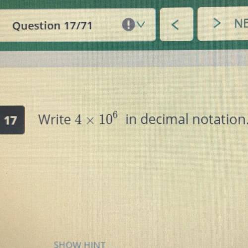 Write 4x10 to the power of 6 in decimal notation.
