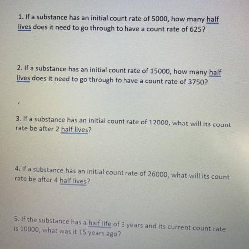 half life, for my physics but pretty sure it involves maths. you don’t have to do them all i’m just