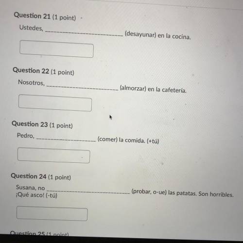 Question 25, senior Joca, ___ (picar) las cebollas.
-