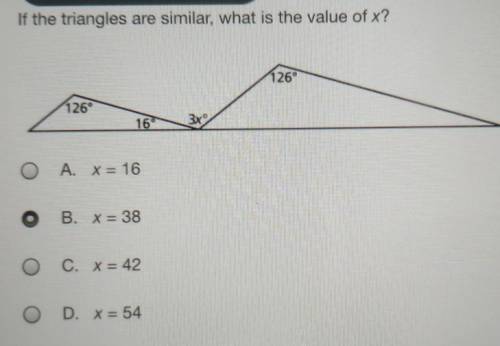 If the triangles are similar, what is the value of x? ​