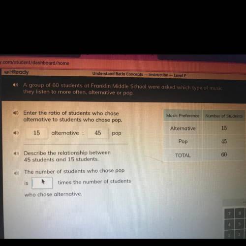 « A group of 60 students at Franklin Middle School were asked which type of music

they listen to