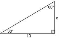 Determine the value of x.

Question 12 options:
A) 
10
B) 
C) 
5 
D) 
5