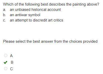 Which of the following best describes the painting above?

a. an unbiased historical account
b. an