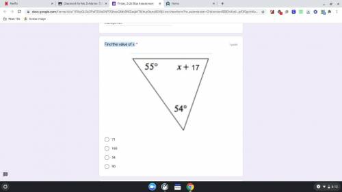 Find the value of x please