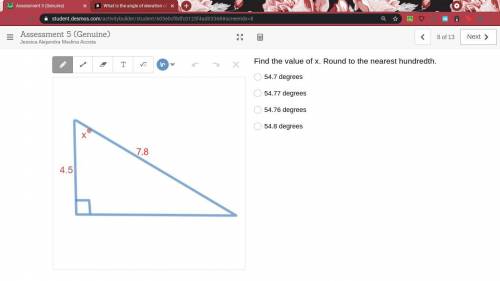 Find the value of x. Round to the nearest hundredth.