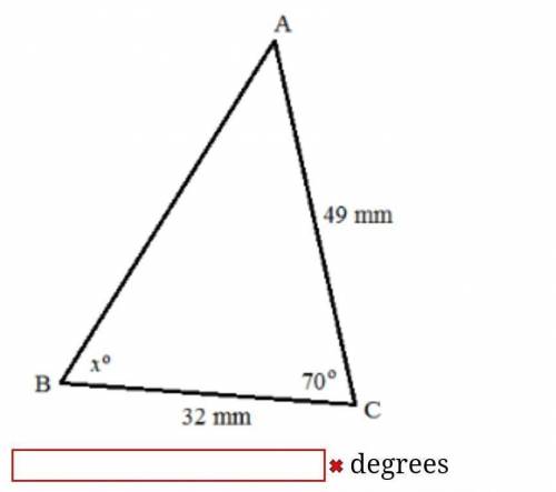 Solve for the unknown in the following diagram. Round the answer to two decimal places.

 degrees​