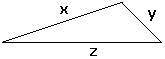 If side x has a length of 15 cm and side y has a length of 4 cm, then which value below could be th