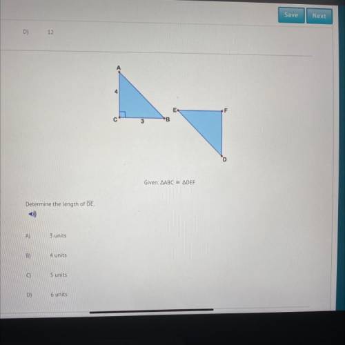 Determine the length of DE.